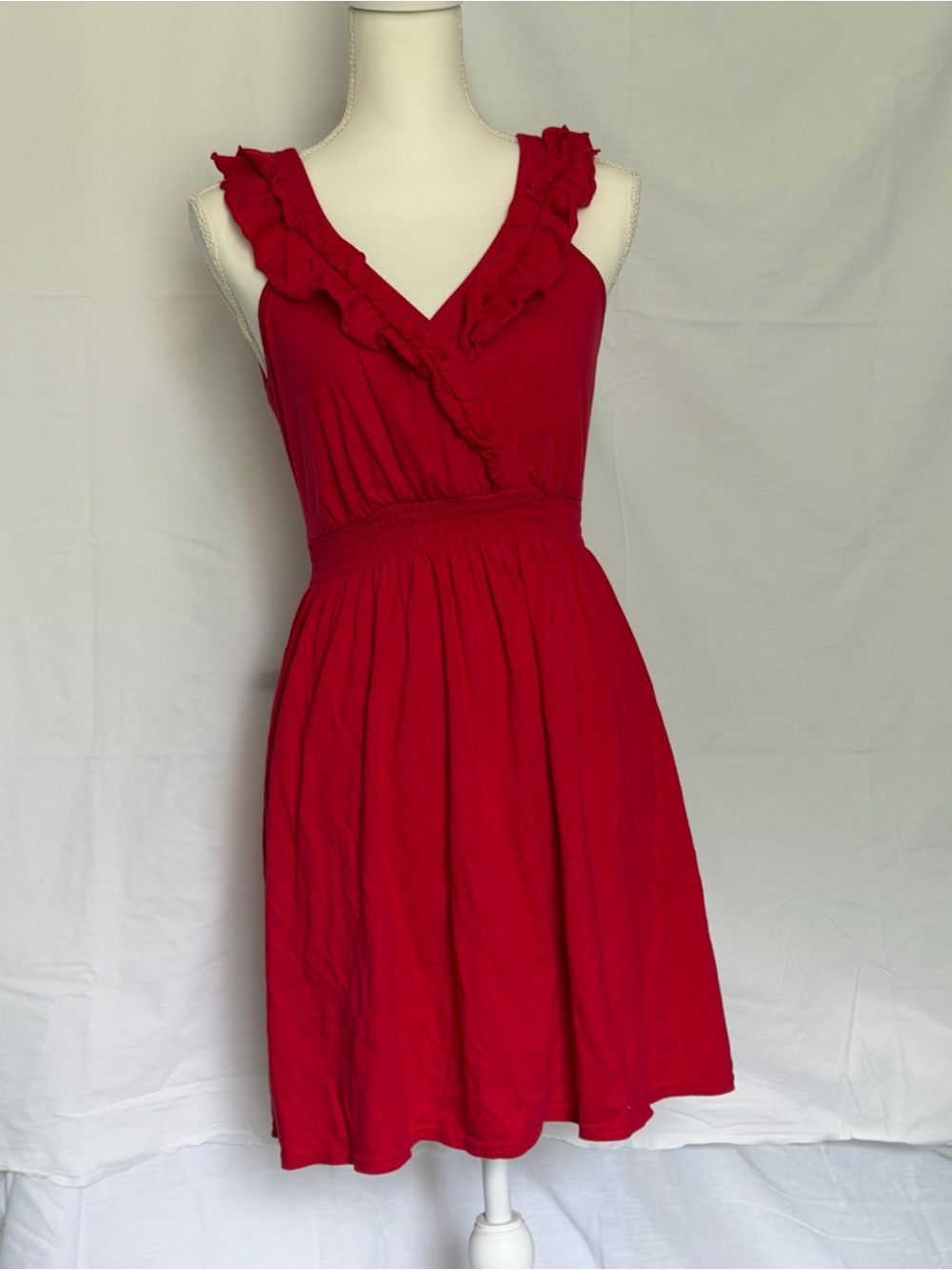 Express Red Ruffle V-Neck Mini Dress